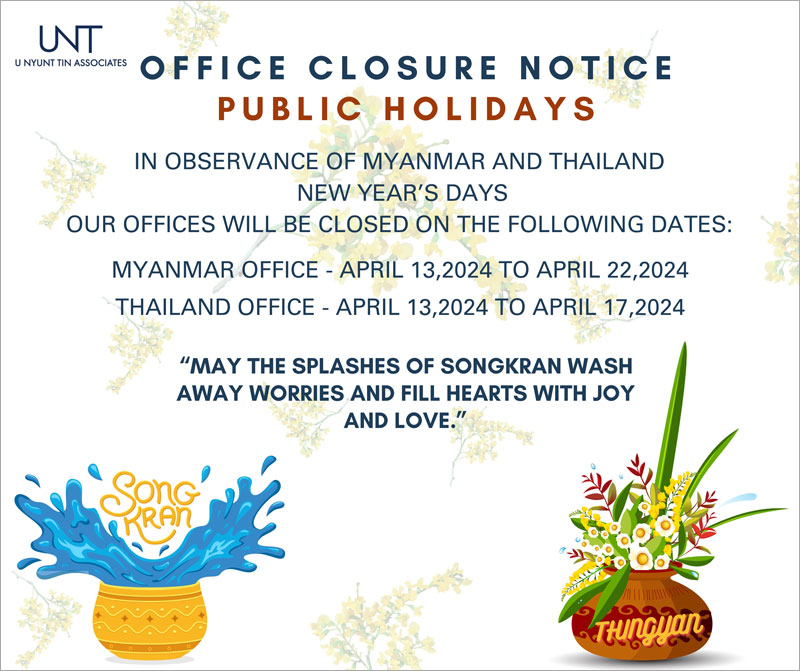Announcements: Office Closure notice for Myanmar and Thailand New Year